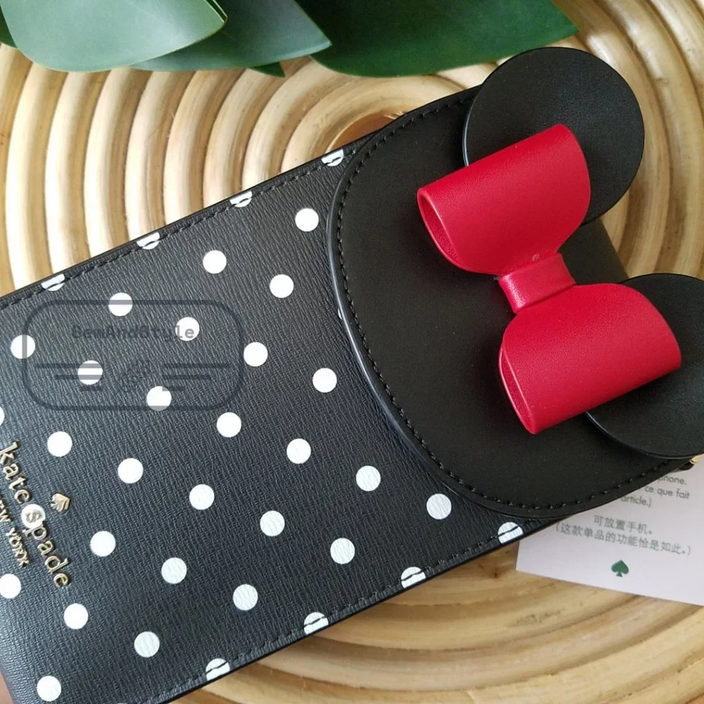 Kate Spade Minnie Mouse Disney N/S Phone Crossbody Bag Purse Black White - Picture 2 of 11